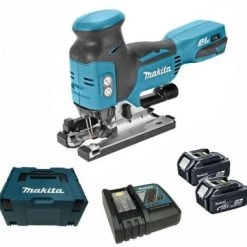 Scie sauteuse sans fil Makita DJV181RTJ Scie sauteuse à batteries 18V Li-on (2x batterie 5.0Ah) dans MAKPAC - moteur sans charbon - Poignée en T - variable