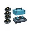 Kit de démarrage sans fil Makita 198091-4 - Pack Énergie 18 V Li-Ion (4 batteries + 1 chargeur double) avec coffret MAKPAC