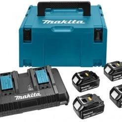 Kit de démarrage sans fil Makita 1972156-9 Set de démarrage à batterie 18V Li-Ion (4x batterie 4.0Ah) + chargeur double dans MAKPAC