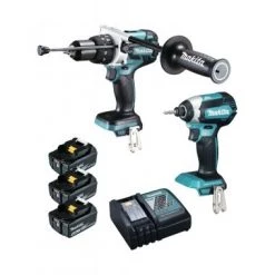 Pack outils sans fil Makita DLX2174TJ1 2 outils sans-fil - 18V Li-ion - Perceuse visseuse à percussion (DHP481) & Visseuse à percussion (DTD153) - 3 batteries 5,0 Ah - MAKPAC