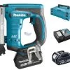 Agrafeuse sans fil Makita DST221RTJ Agrafeuse à batteries 18V Li-Ion set (2x batterie 5,0Ah) dans MAKPAC - 10-22mm