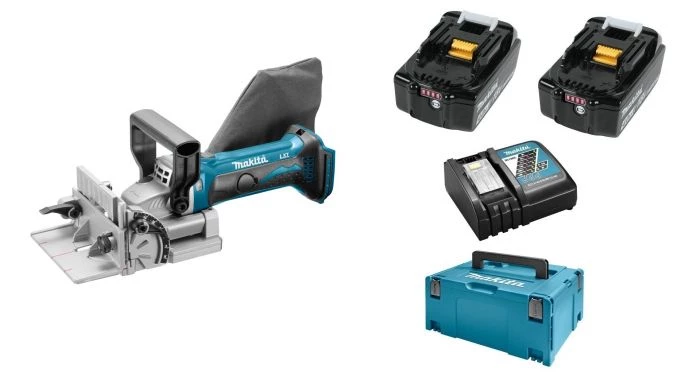 Lamelleuse sans fil Makita DPJ180RMJ Lamelleuse sans-fil 18V Li-ion - Kit complet (2x batterie 4,0 Ah) dans MAKPAC 1 Lamelleuse sans fil Makita DPJ180RMJ Lamelleuse sans-fil 18V Li-ion - Kit complet (2x batterie 4,0 Ah) dans MAKPAC