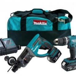 Pack outils sans fil Makita DLX2025M Perceuse visseuse à percussion (DHP453) & Perfo-burineur SDS (DHR202) - sans fil - 18V Li-ion (2x 4,0Ah) dans sac - Machine seule