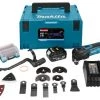 Outil multifonction sans fil Makita DTM51RMJX3 Découpeur-ponceur multi-fonctions à batteries 18V Li-Ion set (2x batterie 4.0Ah) kit d'accessoires 41 +1 pièces inclu dans MAKPAC