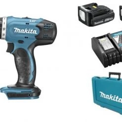 Perceuse visseuse sans fil Kit perceuse / tournevis à batterie Makita DDF343RYE 14,4V Li-Ion (2x batterie 1,5Ah) dans le cas
