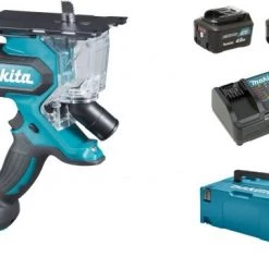 Affleureuse plaque de plâtre sans fil Makita SD100DSMJ Scie à plaque de plâtre sans-fil - 10,8V Li-ion - 2 batteries 4,0 Ah - MAKPAC - Machine seule