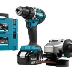Pack outils sans fil MAKITA DLX2190TJ1 Pack sans-fil - 18 V Li-ion - perceuse DDF484 & Meuleuse DGA504 - batterie (2x 5,0 ah) - MBOX