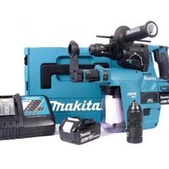 Perforateur burineur sans fil Makita DHR243RTJV Perfo-burineur sans-fil - 18V Li-ion - SDS-plus - Kit (2 x 5,0 Ah) - MAKPAC - Mandrin serrage rapide - Brushless