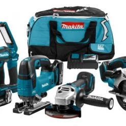 Pack outils sans fil Makita DLX6082T - Ensemble 6 outils sans-fil - 18V Li-ion - 3 batteries 5,0 ah - Sac