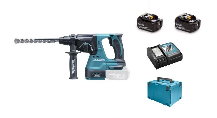Perforateur burineur sans fil Makita DHR243RTJ Perforateur burineur sans-fil - 18V Li-ion - SDS-plus - Kit (2x 5,0 Ah) - Mandrin serrage rapide - MAKPAC - Brushless- 2 J 1 Perforateur burineur sans fil Makita DHR243RTJ Perforateur burineur sans-fil - 18V Li-ion - SDS-plus - Kit (2x 5,0 Ah) - Mandrin serrage rapide - MAKPAC - Brushless- 2 J
