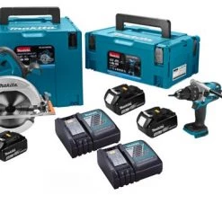 Pack outils sans fil Makita DLX2106PMJ Ensemble sans fil 18V Li-ion - perceuse visseuse à percussion (DHP481) & Scie circulaire (DHS710) - batteries (4x 4,0 Ah) - Mbox