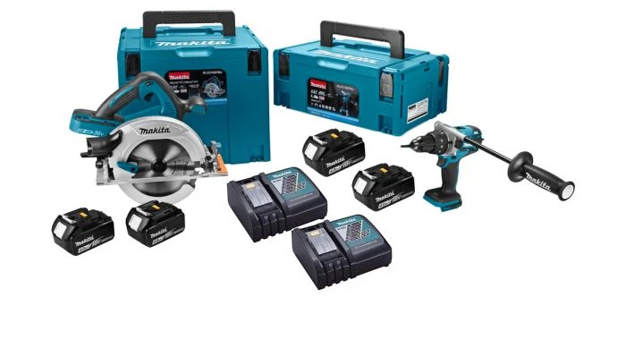 Pack outils sans fil Makita DLX2106PMJ Ensemble sans fil 18V Li-ion - perceuse visseuse à percussion (DHP481) & Scie circulaire (DHS710) - batteries (4x 4,0 Ah) - Mbox 1 Pack outils sans fil Makita DLX2106PMJ Ensemble sans fil 18V Li-ion - perceuse visseuse à percussion (DHP481) & Scie circulaire (DHS710) - batteries (4x 4,0 Ah) - Mbox